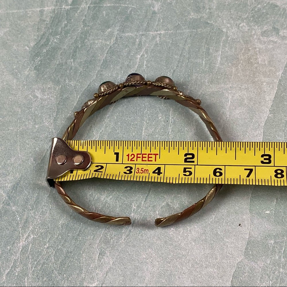 Vintage mix metal bangle bracelet green & purple - Picture 4 of 6